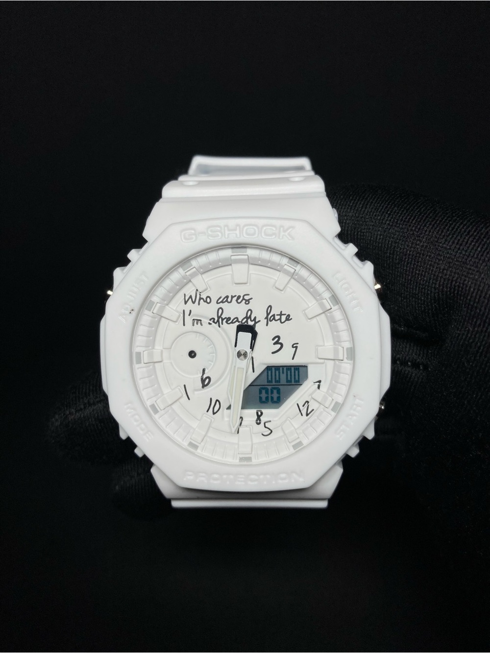 Custom G Shock White and Black Ga 2100